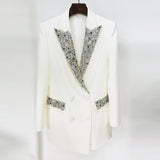 Fongt Trendy Fashion New Hand Gorgeous Heavy Industry Nails And Diamond Drill In The Long Blazer