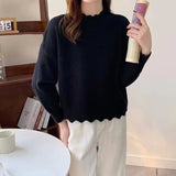 Color Retro Lazy Loose-Set Bottom Knitted Blouse 2024 Spring New Pullover Girl-Outfit
