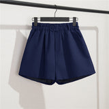 Fongt Photo Suit Shorts Female 2024 Summer New High Waist Loose Blue Five Split Pants Straight Tube Hong Kong Flavor Casual Pants-Outfit