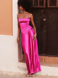 Spaghetti Strap Satin Maxi Prom Dresses Black Sexy Sequin Lace Up Celebrity Evening Party Dresses Elegant Women 2023-Outfit