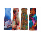 Fongt Women's Clothing 2025 Spring New Fashion Temperament Print Net Embossed Fan Flute Dress