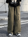 Buttoned Pocket Patch Cargo Pants-Outfit