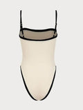 Contrast Binding Basic One Piece Swimsuit-Outfit