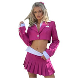 Fongt 2025 Star New Color Suit Umbilical Short Jacket Set Folding Skirt