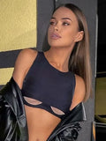 Top Cut Out Tank Top Solid Slim Crop Top Women Basic Corset 90s Tops Sleeveless Baby Tee Summer Streetwear Y2K