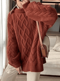 Oversized Cable Knit Sweater-Outfit