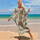 Fongt Middle Woven Polyester Loose Plus Size Bikini Smock Beach Dress Sunscreen Beach