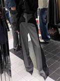 2023 Spring NewDesign Sense Color Contrast Patchwork Suit Pants Women's High Waist Slimming Loose Wide Leg Mop Pants-Outfit