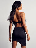 High-End Women's Sexy Dew Backpack Ass Skirt High-End Temperament Ostrich Hairy