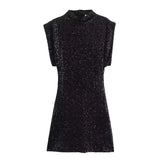 Fongt Women's Explosion Design Design Slender Sleeveless Slender Shoulder Slid Dress