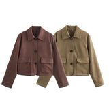 Fongt Women's Clothing Explosion Fashion With Old Money Velvet Leather Short Coat