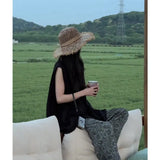 Fongt With Black Loose Sleeveless Top Design Loose Thin Casual Pants Women Summer New