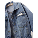 Fongt Goods Long Sleeve Denim Jacket Female Short Fall 2024 New Joker Cloth Pocket Loose Jacket Jacket-Outfit