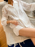 Fongt 2025 New French Embroidered Shirt Women's Long-Sleeved Design Sense Women's Clothing Style White