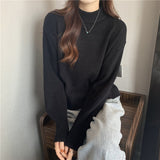 Turtleneck White Sweater Female Autumn Winter With Bottom Shirt 2023 New Small Short Knit Sweater Top-Outfit