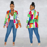 Fashion Avant-Garde Women's Big Lapel V Neck Long Sleeve Suit Single Woman-Outfit
