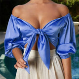 Sleeve Crop Top Lantern Sleeve