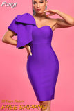 Bandage Dress Purple Elegant Party Dresses for Women Ruffle Sexy One Shoulder Birthday Club Outfit 2023 Summer