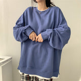 Solid Color Oversized Sweatshirt-Outfit