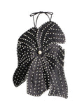 Sexy Blouse 2025 Spring New Fashion Hanging Neck Nail Beads Flowers Brae With Small Vest