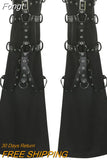 Style Ankle Leg Warmer Fall Winter Black Metal Buckle Leg Warmers Knitted y2k High Knee Legging Boot Socks Thigh High