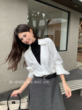 Fongt Xixi 2025 Autumn White Label New Temperament Simple Two-Piece Set Of Collar Shirt Long Sleeve Top 89611