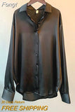 Satin Women Shirts Elegant Office Ladies Long Sleeve Fall Shirts Sold Casual Korean Loose Female Tops