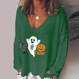 V-neck Long Sleeve Pullover Casual Loose
