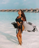 Fongt Print 2023 Hot One-Piece Swimsuit Sexy Hollow Steel Ring Tassel One-Piece Bikini Bikini-Outfit