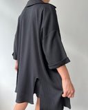 Fongt New Personalized Open Fork Mid-Sleeve Shirt Shorts Set
