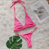 Fongt 2024 New Crystal Diamond Bikini Sexy Stripe Strap Split Swimsuit Vacation Women's