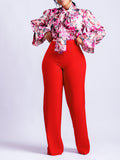 Fongt Women's Clothing 2025 Autumn And Winter Loose Large-Size Casual Print Long-Sleeved Shirt Broad Leg Pants Two-Set