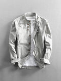 Fongt 2025 New Men's Casual Linen Shirt Gentlemen's Wind Collar Wish Cotton T-Shirt