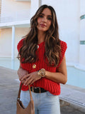 Fongt 2025 Spring And Autumn 2025 New Women's Pocket Sleeveless Short Knitted Cardigan Vest