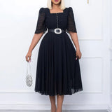 Fongt Belt 2025 New Fashion Splicing Chiffon Nails African Dress