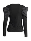 Fongt Net Red Niche Wind 2025 Autumn New Long-Sleeved Personality Cross-Butterflies Solid-Colored T-Shirt Women's Women's Clothing