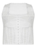 Broderie Lace Trim Crop Tank Top-Outfit
