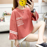 large size Women T-shirts cotton half Sleeve tshirt Female letter Printing Korean students Casual Patchwork t shirt