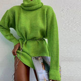Ribbed Women's Turtleneck Sweater Loose Cashmere Casual Ladies Pullover Jumpers 2022 Winter Long Sleeve Female