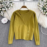 Version Languid Lazy Wind Sweater False Two Jackets Female Autumn Winter New Senior Feeling Bottom Sweater Inside Build Female-Outfit