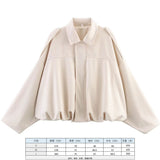 Fongt Women's 2025 New Bat Sleeve Loose-Fitting Velvet Bomber Jacket Jacket