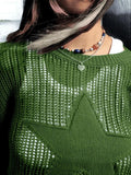 Star Jacquard Crochet Knit Top-Outfit