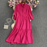 Make-Up Medium-Sleeved Dress-Outfit