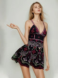 Fashion Sexy Dress Women 2025 New Sleeveless Short Dress Embroidered High-End Sling