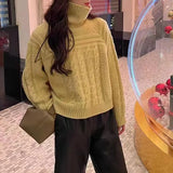 Fongt Department Restore Ancient Ways High Collar Twist Knit Bottom Sweater Female Autumn Dong Senior Feeling Soft Waxy Lazy Wind Jacket-Outfit