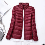 Spring And Autumn Winter Light Down Jacket Female Pure Color Standing Collar Slim Plus Large Size Short Coat Tide Direct Sales-Outfit
