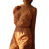 Fongt Pajamas Female Spring And Autumn French Pure Lust Lace Summer Ice Silk Thin Breast Hanging Joint Pajamas