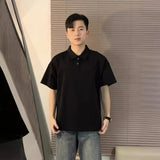 Fongt Short-Sleeved Men Polo Shirt Handsome Summer Hip Men's Shoulder Shirt Collar T-Shirt Niche Cotton Five-Sleeve