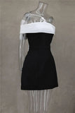 Black Off-shoulder Large Back Bow Mini Dress-Outfit
