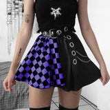 Dark Mall Gothic Grunge Plaid Women Mini Skirts Pleated Black Punk Aesthetic Emo Alt Clothes Harajuku Sexy Streetwear